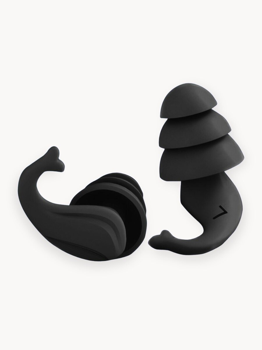 Беруши силиконовые для плавания с зажимом в комплекте, для сна, отдыха и работы черного цвета в футляре многоразовые с кейсом/футляром для хранения