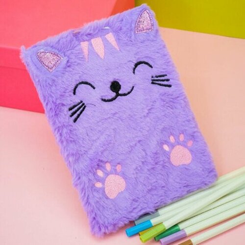 Блокнот плюшевый Ilikegift «Cat», purple mix