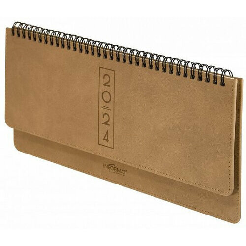 Планинг датированный Informat 2024г. Баланс 60 л. 305х138 мм тауп тв. обл, тисн, лин.