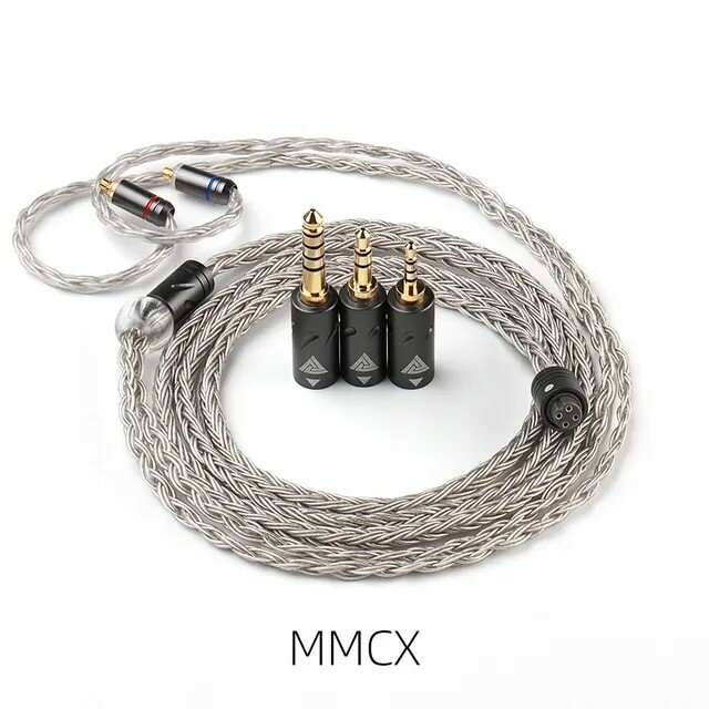 Набор для наушников QKZ Q1 MAX - 3 в 1 - 16-жильный 352 нити с серебряным покрытием - 2.5+3.5+4.4 мм / MMCX - черный