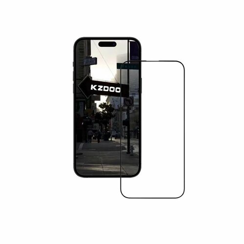 Стекло с тонкой рамкой для Iphone 15/ 14 Pro , KZDOO / K-DOO Full Glass Film, черный