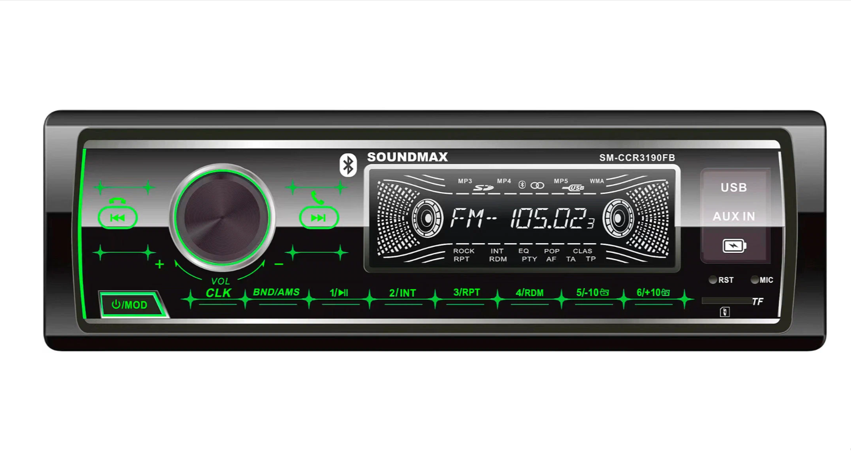 Автомагнитола Soundmax SM-CCR3190FB (sm-ccr3190fb(черный)/g) - фото №4