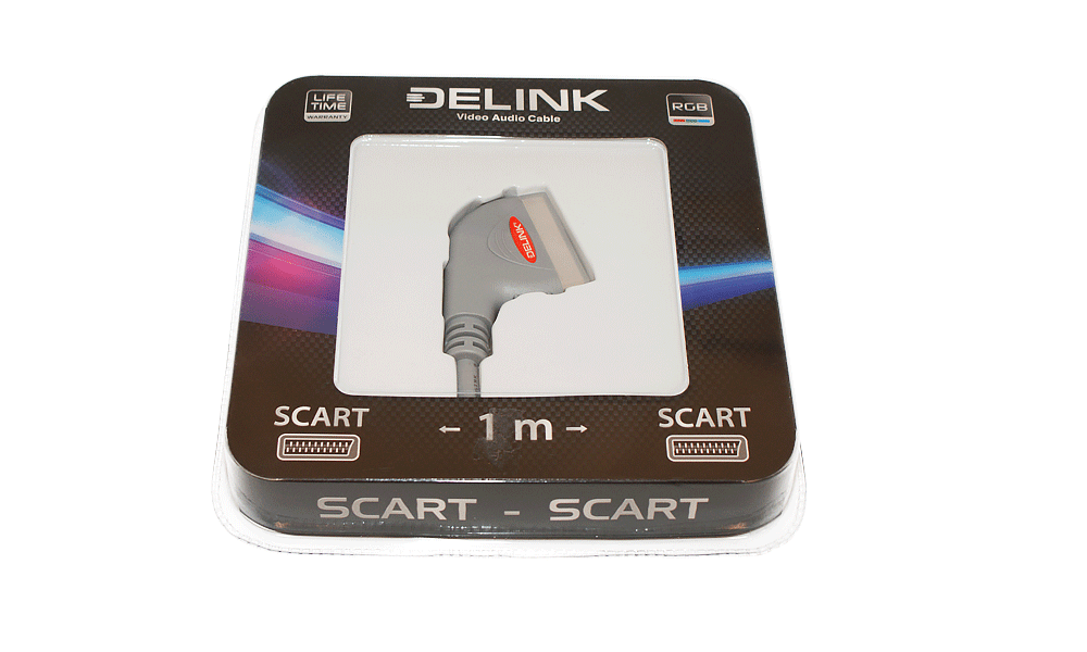 Аудио-видео, оптические шнуры Delink Шнур SCART-SCART 1,0м Delink "Grey" пластик