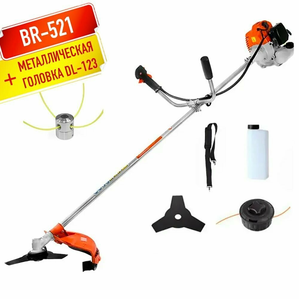 фото Триммер бензиновый "брайт 521" 1500 Вт плюс металлическая косильная головка DL123