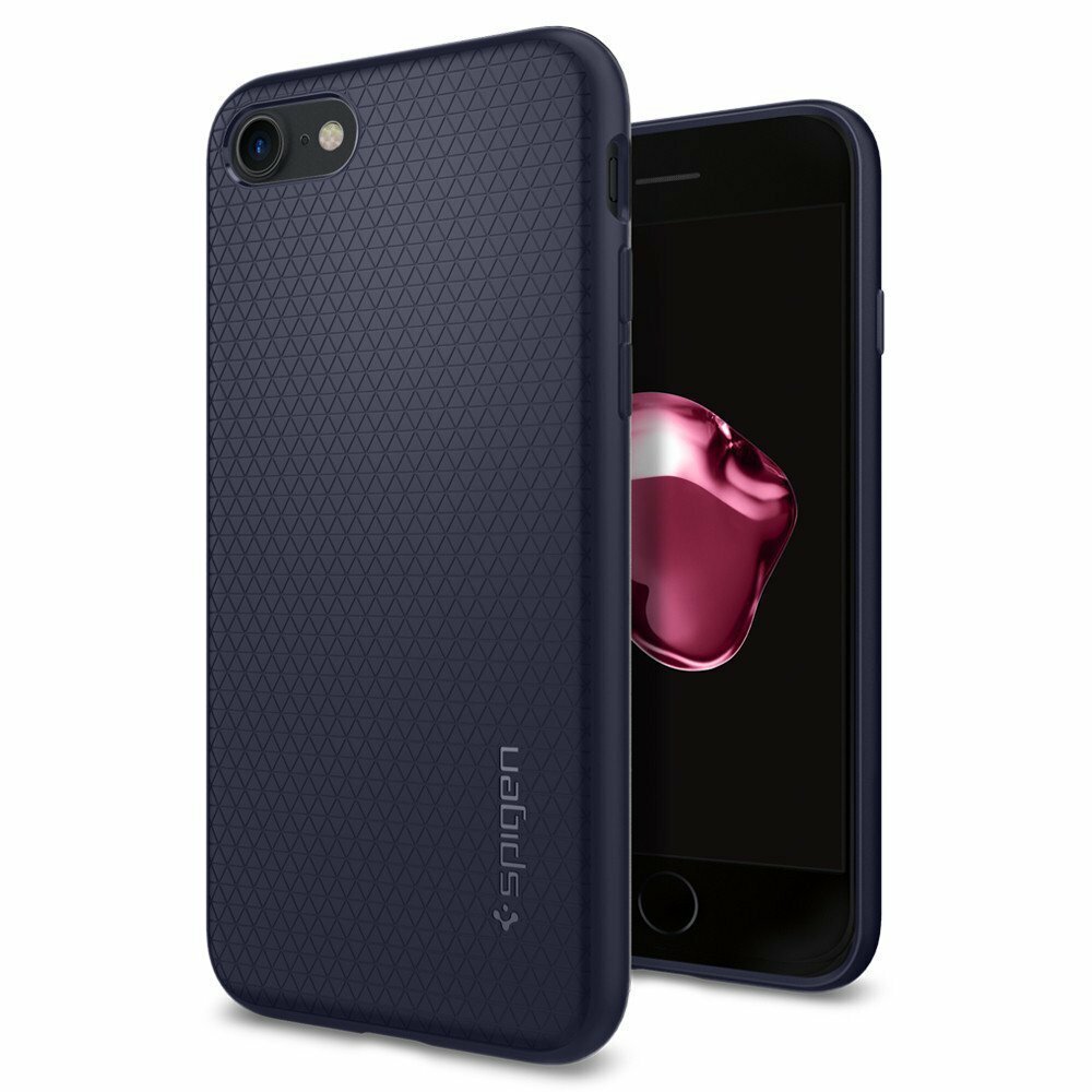 Чехол Spigen на Apple iPhone SE (2022/2020) (042CS21189) Liquid Armor / Спиген чехол для Айфон СЕ тонкий, противоударный, с защитой камеры, синий