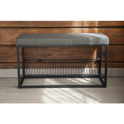 Обувница металлическая с сиденьем банкетка в прихожую Shoe Rack 3 черная серая 6123₽