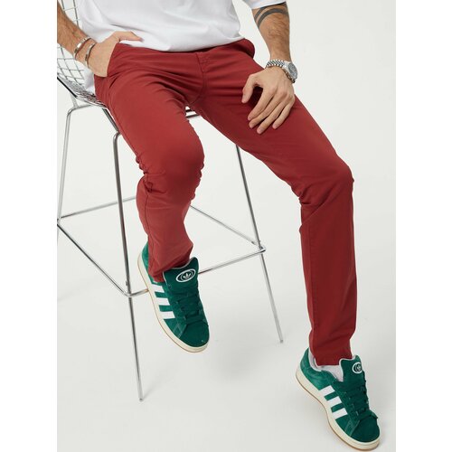Брюки чинос HEISEDE, размер 34, бордовый брюки чинос хорошие брюки размер 34 бордовый
