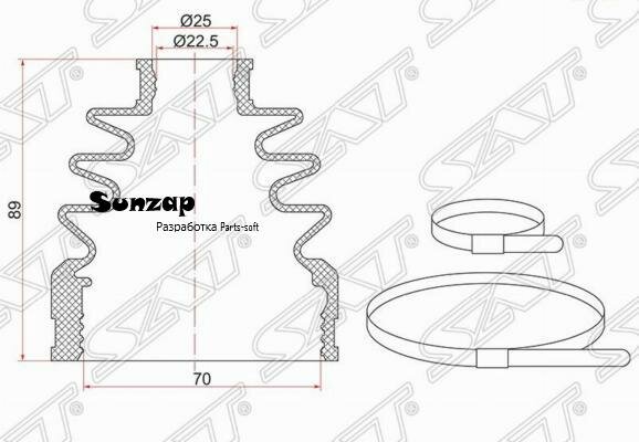 SAT C-1690T Пыльник шруса внутреннего NISSAN QASHQAI 06-13 (2 хомута. резина)
