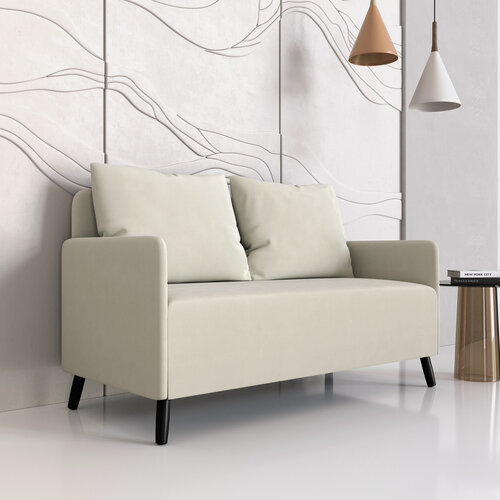 Изображение товара Диван Будапешт, 150 см, в гостиную, спальню, не раскладной, антивандальный велюр, белый