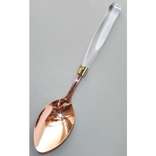 Ложка столовая медная Ретро, прозрачная ручка, Длина 20 см