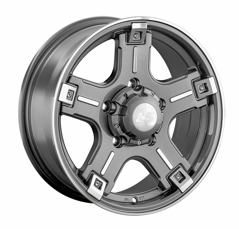 Колесный диск LS LS876 16x7" PCD5x139,7 ET35 D108,1 темно-серый глянцевый с полированными лучами