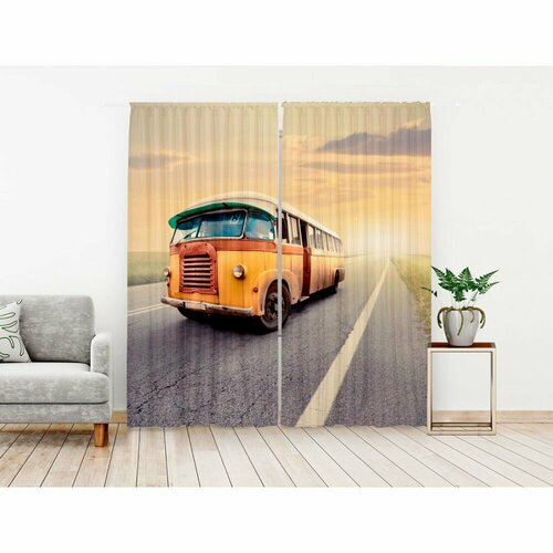 Комплект штор из блэкаута, Автобус, 150/300 - 2 полотна