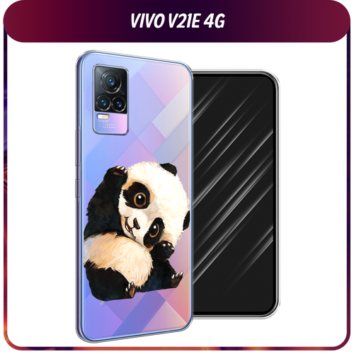 Силиконовый чехол на Vivo V21e 4G / Виво V21e 4G Большеглазая панда, прозрачный силиконовый чехол на vivo v21e 4g виво v21e 4g кассета