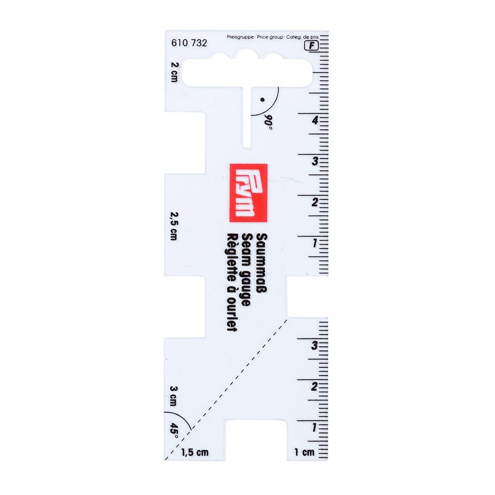 Линейка PRYM Для разметки припусков, пластик, 10,5х4 см, без упаковки (610732)