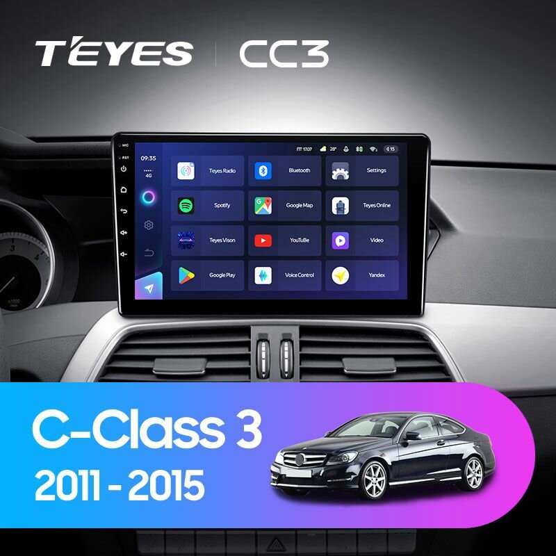 Штатная магнитола TEYES CC3 9.0" 3 Gb для Mercedes Benz C-Класс 2011-2015