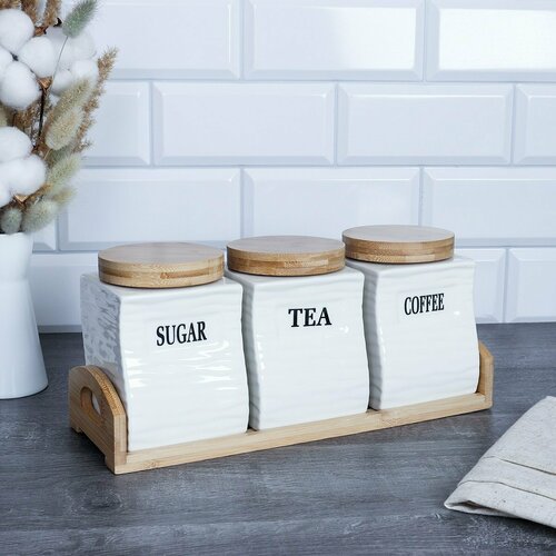 Банки для специй 3 штуки на подставке банки для чая кофе и сахара 2150₽