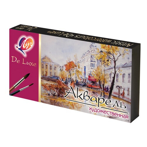 Луч Акварельные краски De Luxe без кисти, 1039-08, 24 цветов, разноцветный