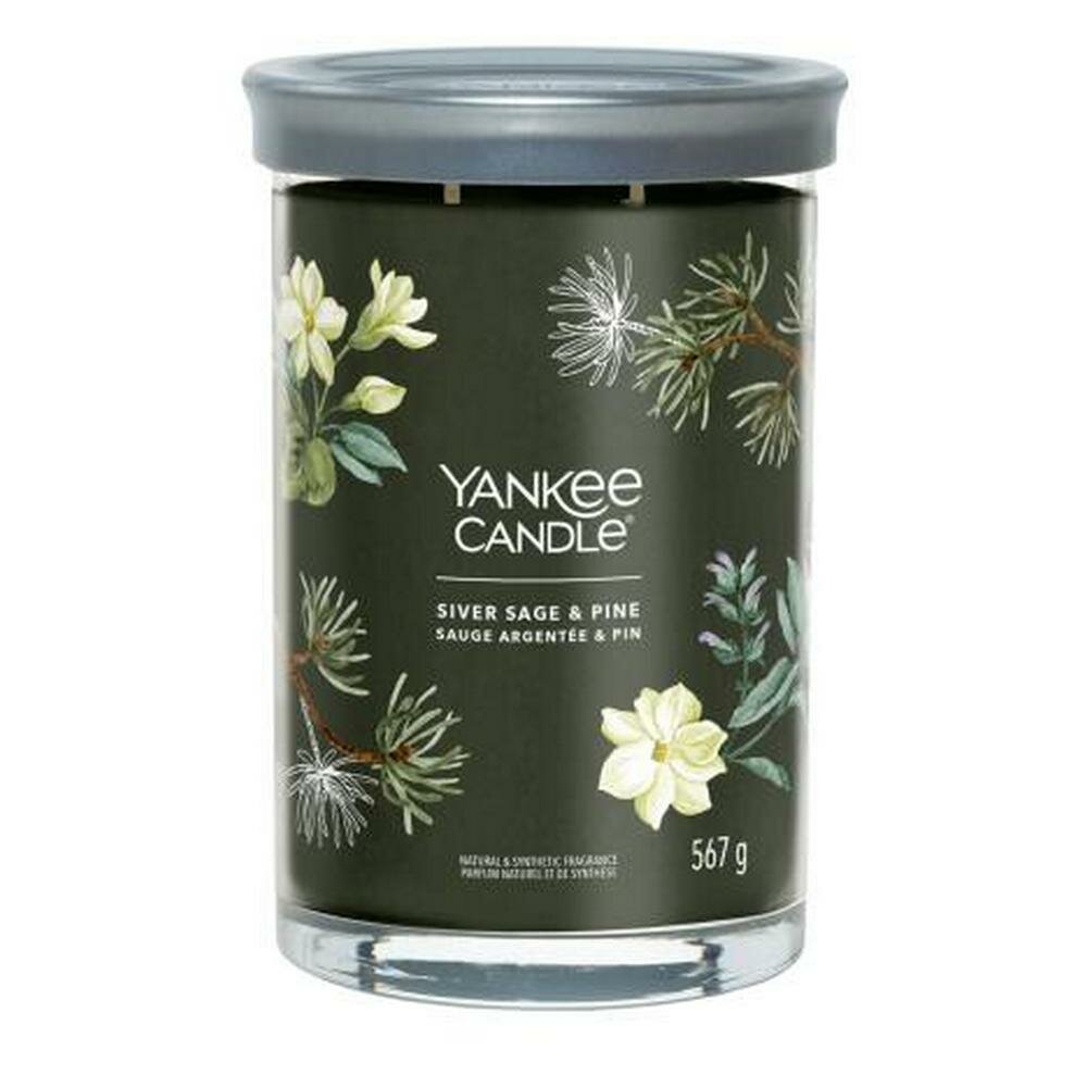 Свеча в стеклянном стакане c 2 фитилями Серебряный шалфей и сосна Silver sage & pine 567 гр / 60-90 часов