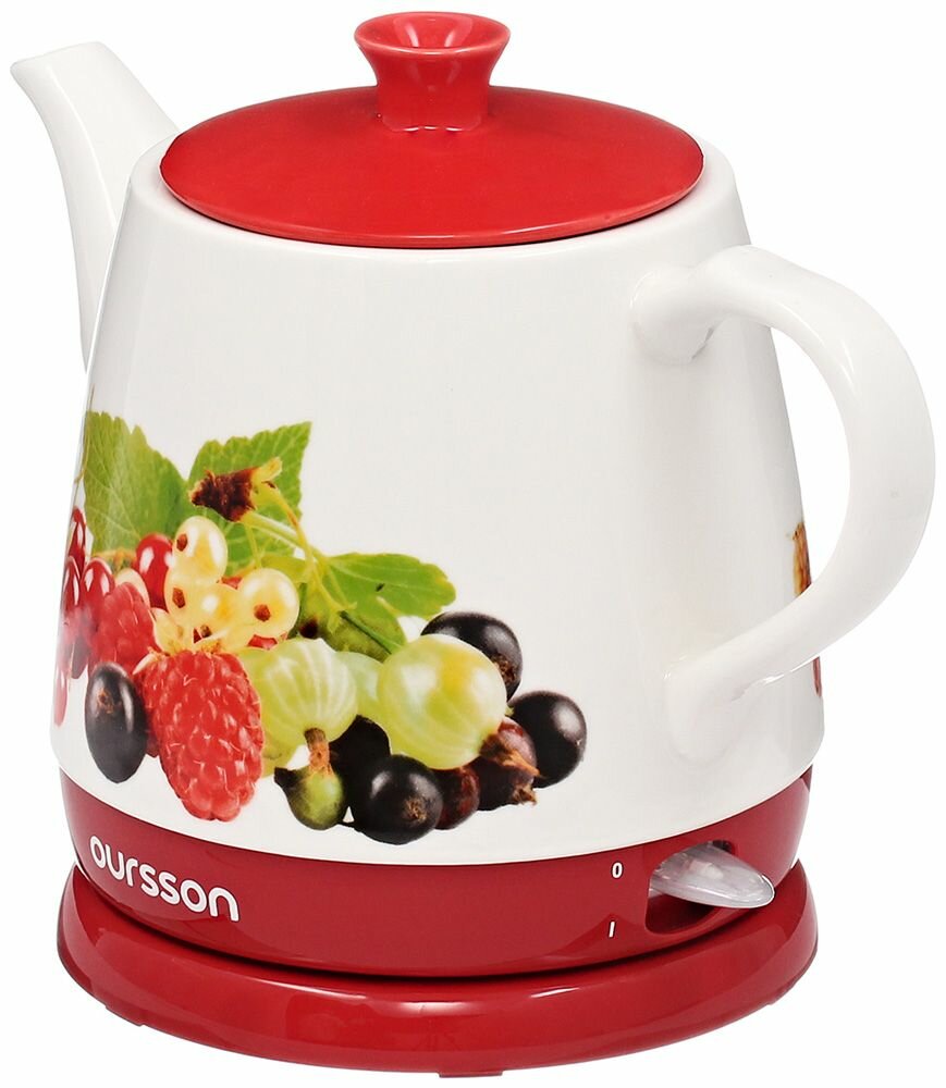Чайник электрический Oursson EK1742G/RD, 1 л, белый/красный