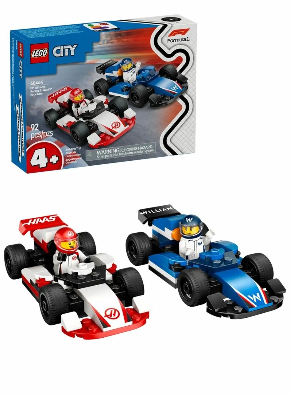 Конструктор LEGO City 60464 F1 Williams Racing & Haas F1 Race Cars Болиды F1 Williams Racing и Haas F1 92 детали