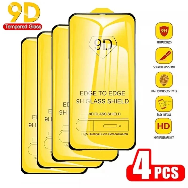 9D полное защитное стекло для iPhone 16 Pro Max 16e 15 14 13 12 11 X XR XS 7 8 Plus SE 2020 пленка из закаленного стекла For iPhone 16 Plus 3PCS
