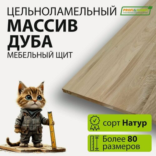 Изображение товара Мебельный щит дуб 1300х600 Натур цельноламельный, Profi&Hobby