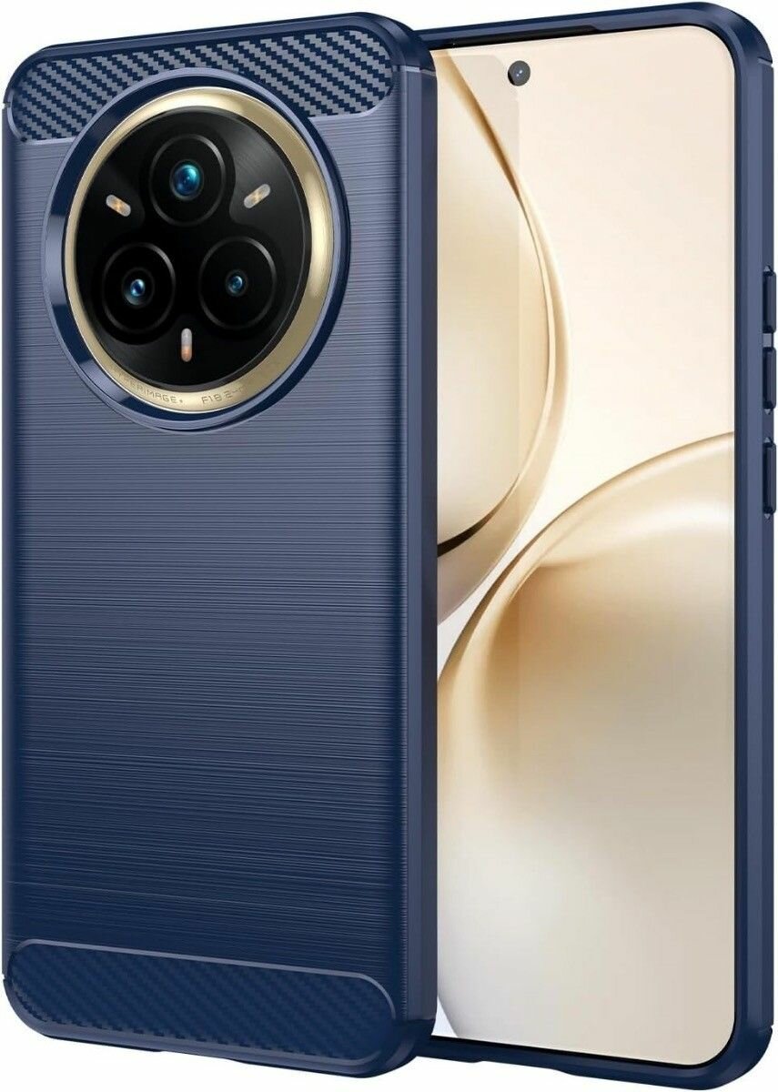 Чехол на Realme 14 Pro Plus (14 Pro+) силиконовый карбон сталь синий
