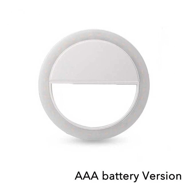 Кольцевой светодиодный светильник для селфи, лампа с объективом для телефона Iphone, Samsung, Xiaomi, Huawei, аксессуары для селфи White (Battery)