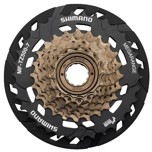 трещотка mf tz500 shimano 6 скоростей 14 28 зубьев Трещотка Shimano MF-TZ500 (7ск, 14-34Т, защита) без упак.