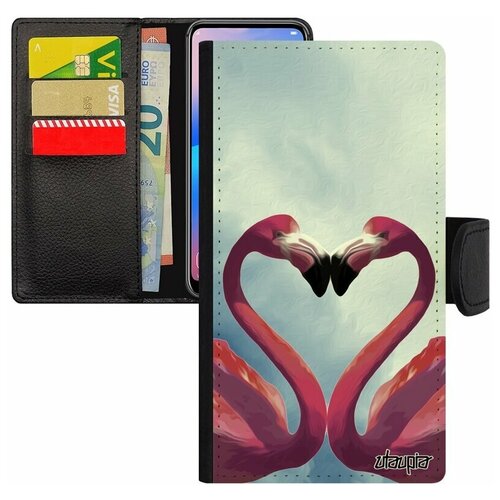 фото Чехол книжка для мобильного apple iphone 8, "фламинго" розовый самец utaupia