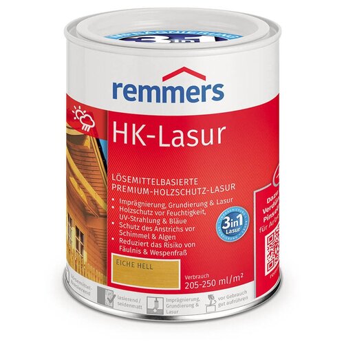 Лазурь защитная для древесины Remmers HK-Lasur (0,75л) база под колеровку