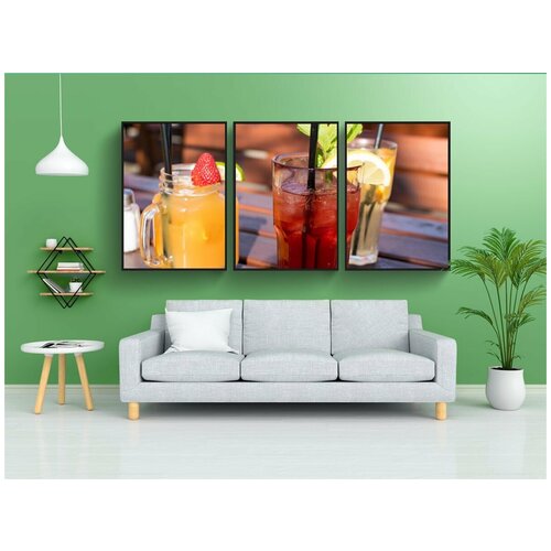 фото Набор модулных постеров для интерьера "стекло, напиток, сок" 60x90 см. в тубусе, без рамки lotsprints