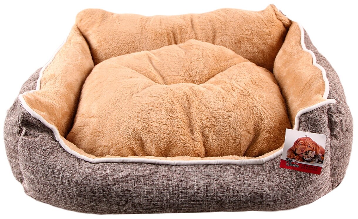 Лежак для животных Pet Choice с двухсторонней подушкой меховой прямоугольный коричневый 50 х 43 х 20 см 9270-2003D (1 шт)