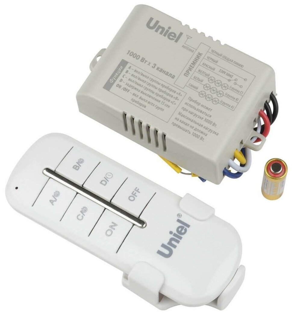 фото Пульт управления светом Uniel, 3 канала х 1000 Вт, радиус действия 30 м