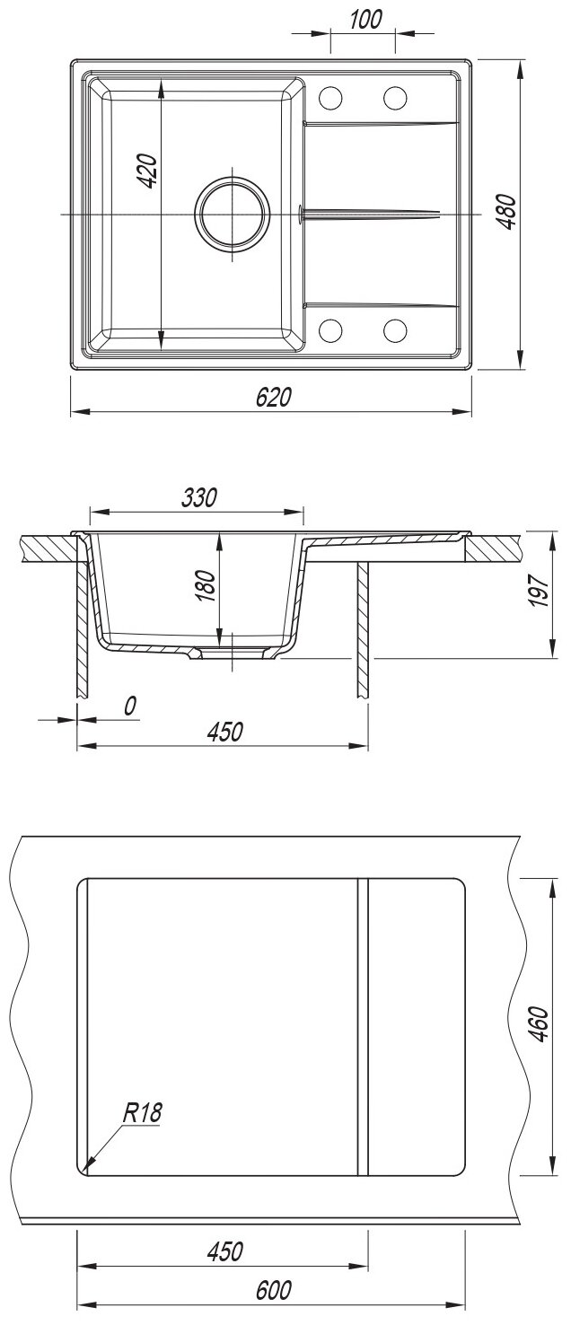 Кухонная мойка Dr.Gans Smart Оливия-620 (620*480) Латте - фотография № 13