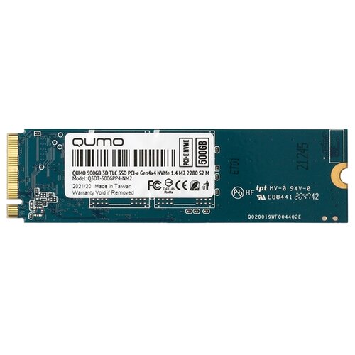 Твердотельный накопитель Qumo 500 ГБ M.2 Q3DT-500GPP4-NM2 cbr ssd 002tb m 2 st22 внутренний ssd накопитель серия standard 2048 gb m 2 2280 pcie 3 0 x4 nvme 1 3 phison ps5013 e13t 3d tlc na