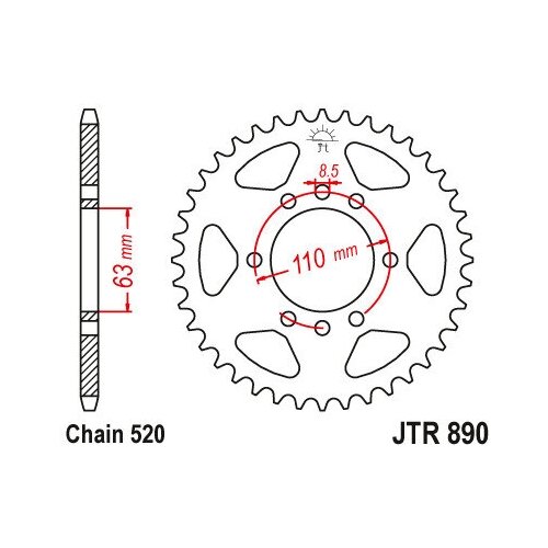 Звезда JT ведомая с черным цинкованием JTR890.45ZBK 45 зубьев