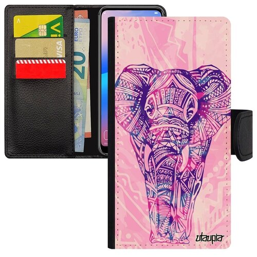 фото Противоударный чехол-книжка на телефон // samsung galaxy s7 edge // "слон" саванна стиль, utaupia, розовый