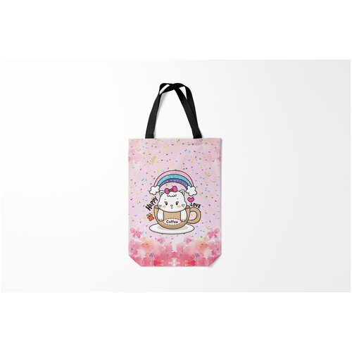 фото Сумка-шоппер / 31х42 см / звери / коты и кошки милая кошечка в чашке кофе burnettie