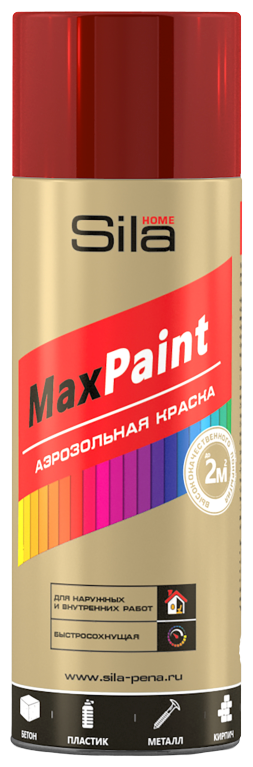 Sila HOME Max Paint, краска аэрозольная, универс., винно-красный RAL3005, 520мл SILP3005