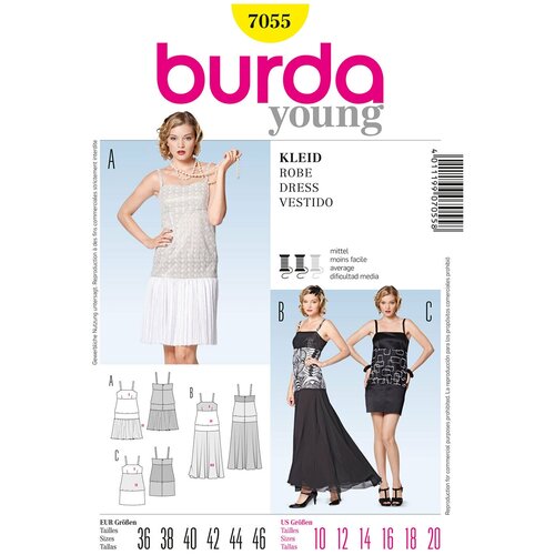 Выкройка BURDA №7055 Платье