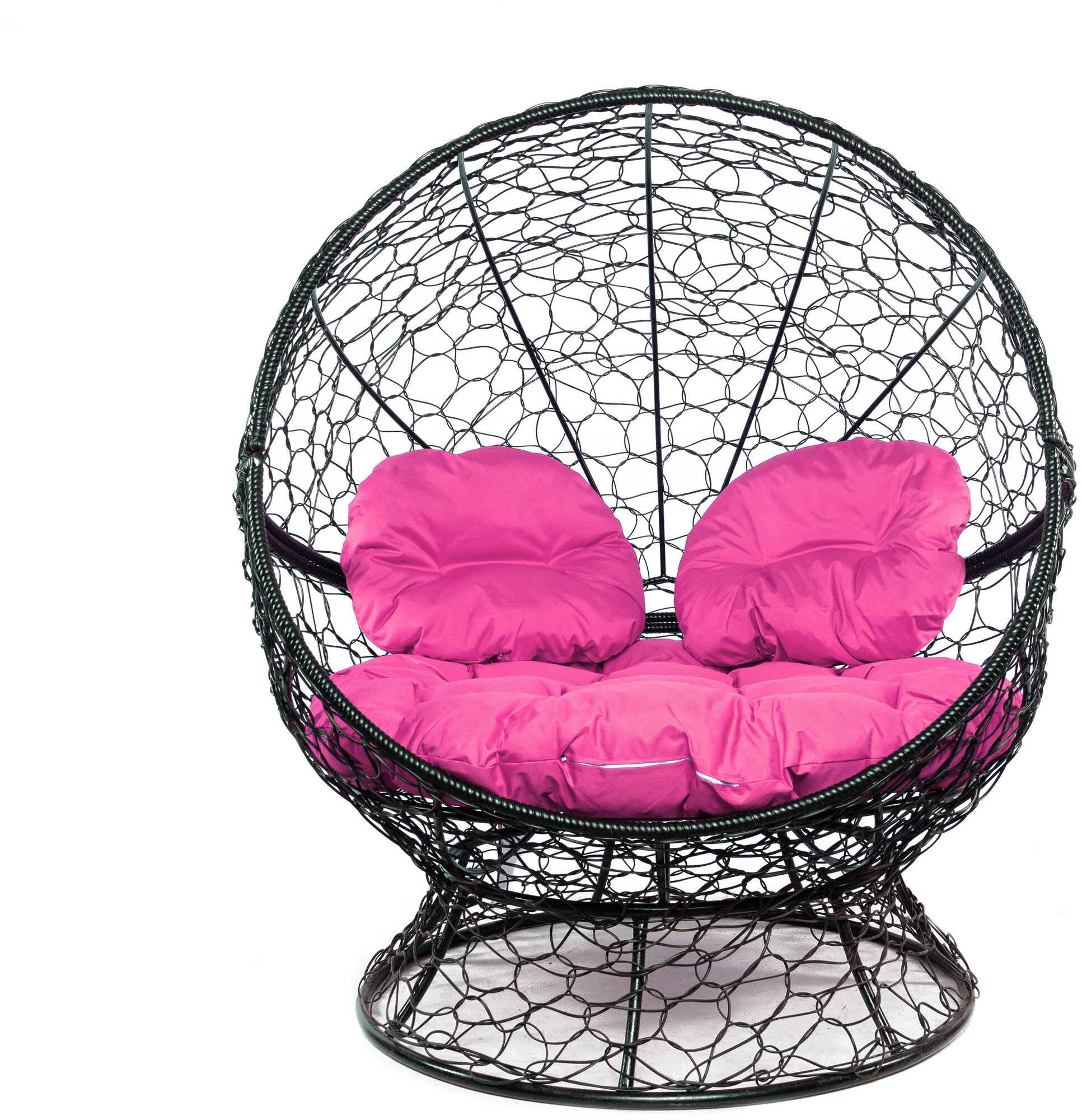 Кресло чёрное M-Group Апельсин ротанг, 11520408 розовая подушка - фотография № 1
