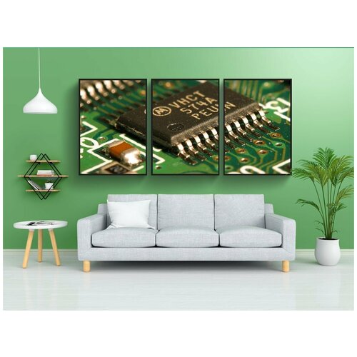 фото Набор модулных постеров для интерьера "электроника, печатная плата, ic" 60x90 см. в тубусе, без рамки lotsprints