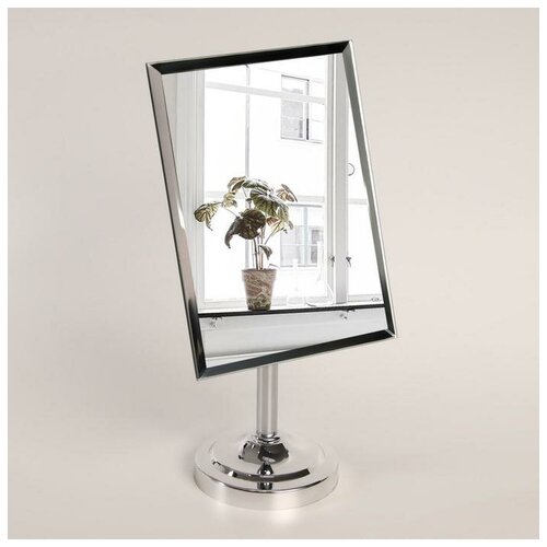 фото Зеркало настольное "вкус", зеркальная поверхность 14,8*19,7 см, цвет серебристый сима-ленд