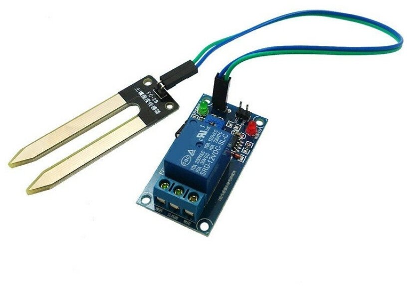 фото Модуль реле 12В с датчиком влажности почвы