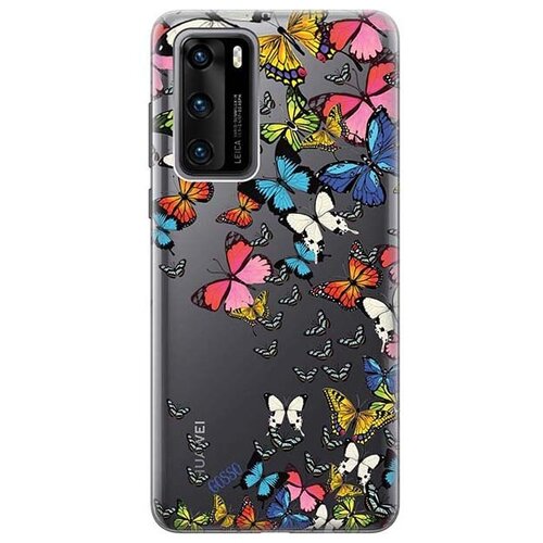 ультратонкий силиконовый чехол накладка clearview 3d для apple iphone 12 mini с принтом magic butterflies Ультратонкий силиконовый чехол-накладка для Huawei P40 с 3D принтом Magic Butterflies