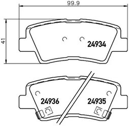 Дисковые тормозные колодки задние Textar 2493401 для SsangYong, Kia, Hyundai (4 шт.)