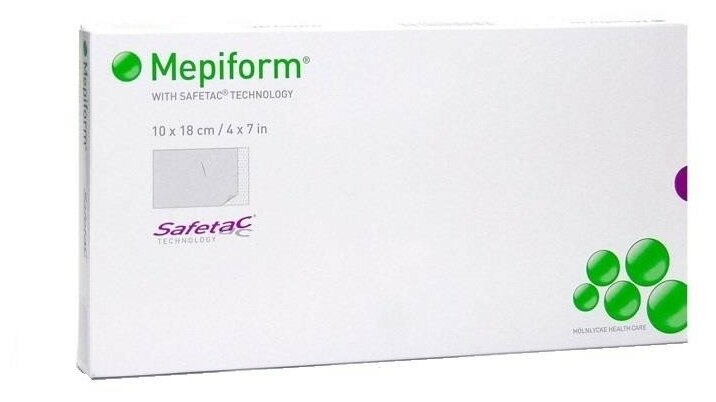 Пластырь Mepiform (Мепиформ) силиконовый от рубцов самоклеящаяся, 10х18см, 293800 (293400) (5 штук в упаковке)