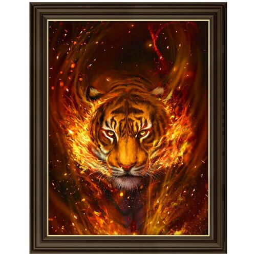Картина стразами 'Тигр в пламени'