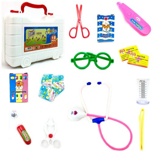 Детский игровой набор доктора в чемодане Doctor Playset, 17 предметов, 20х15х7 см